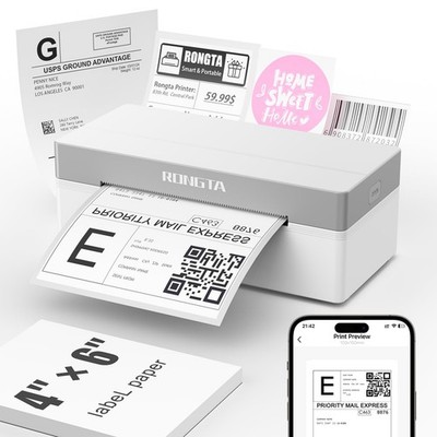 Rongta Bluetooth Thermo Versandetikettendrucker, WLAN Einheitsgröße, grauweiß
