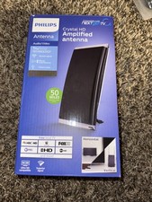 Philips Crystal HD Indoor Amplified TV Antenna with 6' Coaxial Cable Black