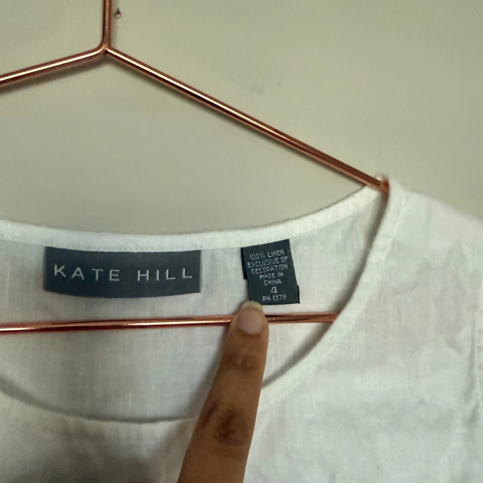 Kate Hill Tank Womens Linen Top 4 Lace Side Zip Lightweight Whimsy Lagom Cottage - Image 4 of 4