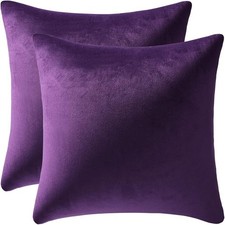16x16 Throw Pillow Cases Purple:2 Pack Cozy Soft Velvet Square Decorative Pillow