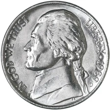 1989 D Jefferson Nickel from Mint Set