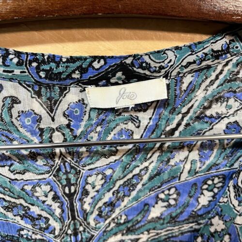 Blusa Camisa Top Joie Cuello en V Manga Globo 3/4 Floral Cachemira Talla M Azul - Imagen 3 de 10