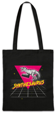 Synthesaurus I Stofftasche Einkaufstasche Fun Audio Wave DJ MC Electro 80s 90s