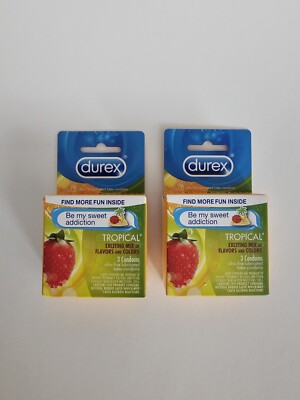 Durex Tropical 3 Flavored Ultra Fine Lubricated Latex Condoms (2 Pack of 3 each)