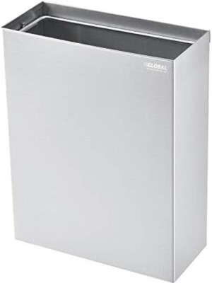 Stainless Steel Wall Mounted Trash Can - Global Industrial -  6.4 Gallon