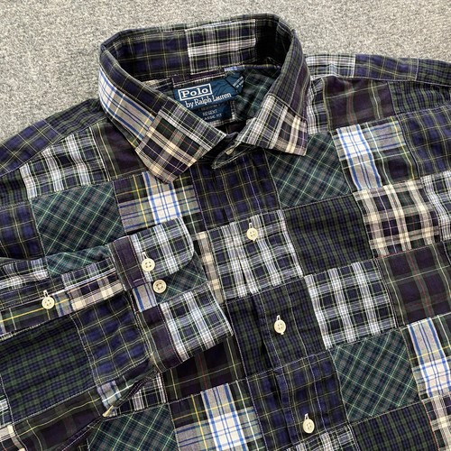 VINTAGE Polo Ralph Lauren Patchwork Plaid Shirt Adult XXL Regent Classic Madras - Picture 1 of 17