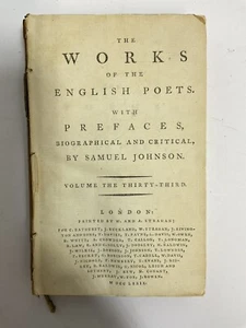 The Works Of The English Poets Volume The Thirty-Third 1779 Hardback