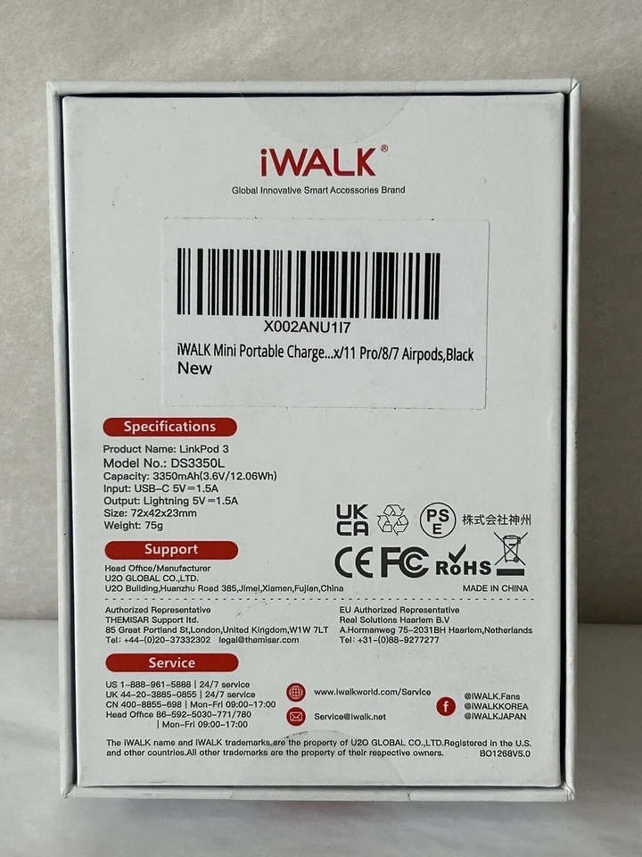 Новый iWALK LinkPod 3 портативное зарядное устройство док-станция для Apple iPhone 3350mAh черный - Изображение 3 из 3