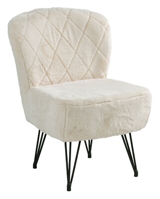 Sessel Cocktailsessel Polstersessel Polyesterstoff Felloptik Creme
