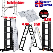 14Way IN1 3.5/4.7/5.7M Combination Step Ladder Multi Purpose Foldable w/Platform