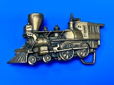 Steam Locomotive Train Rail Road Vintage 1978 Baron Solid Brass Belt Buckle