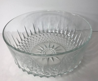 Vintage Arcoroc France Diamant Pattern Serving Salad Bowl 9 Wide Clear Glass Ebay