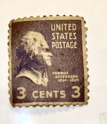 Vintage Rare 1932 Violet Thomas Jefferson 3 Cent Stamp Scott 807 VF-OG Condt - Picture 1 of 2