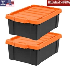 Lockable Storage Bins 12 Gallon Heavy Duty Stackable Utility Containers 2 Pack