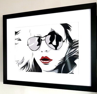 Blondie Luxus montierter & gerahmter Druck - Debbie Harry / parallele Linien