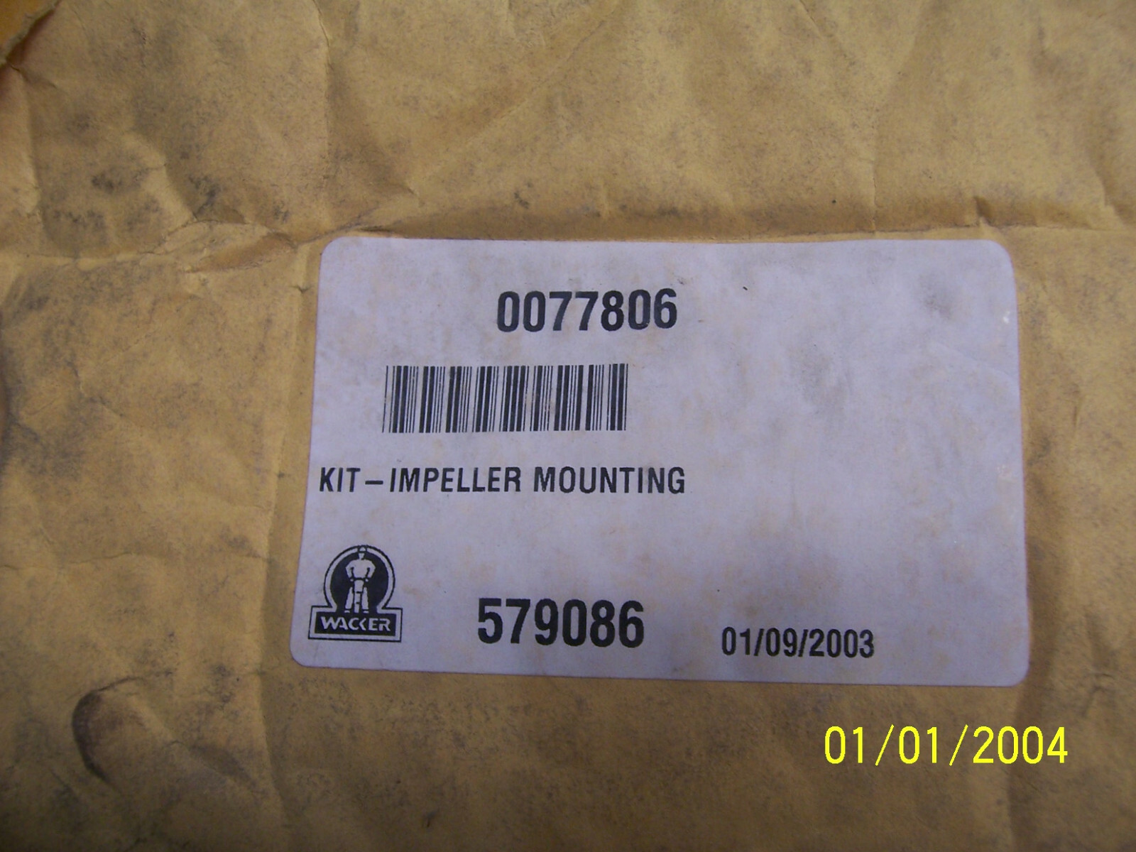 GENUINE WACKER 0077806 IMPELLER MOUNTING KIT, 77806, 579086, NOS 