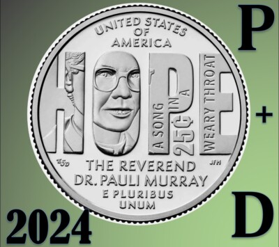 2024 P & D  American Women Quarters -Reverend Dr. Pauli Murray - 2 coins Set UNC