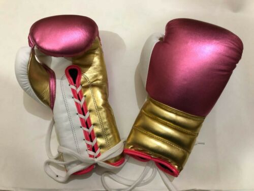 New Goldenwave Leather Boxing Gloves white no winning no grant - Picture 1 of 8