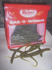 Manns Finesse Worm 6"  Baby Snake Tapered Tail 75 Pk Pumpkin Green Discontinued