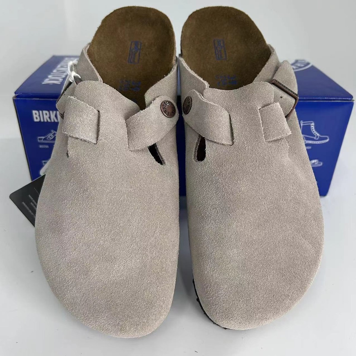 Birkenstock Boston Taupe Suede Soft Leather Women' Shoes Birkenstock Boston Taupe Suede Soft Leather Women' Shoes