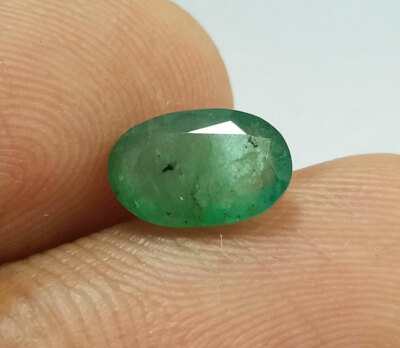 1.55 Ct Natural Zambia Emerald 9x6 MM Loose Oval Cut Top Green Unheated Quality