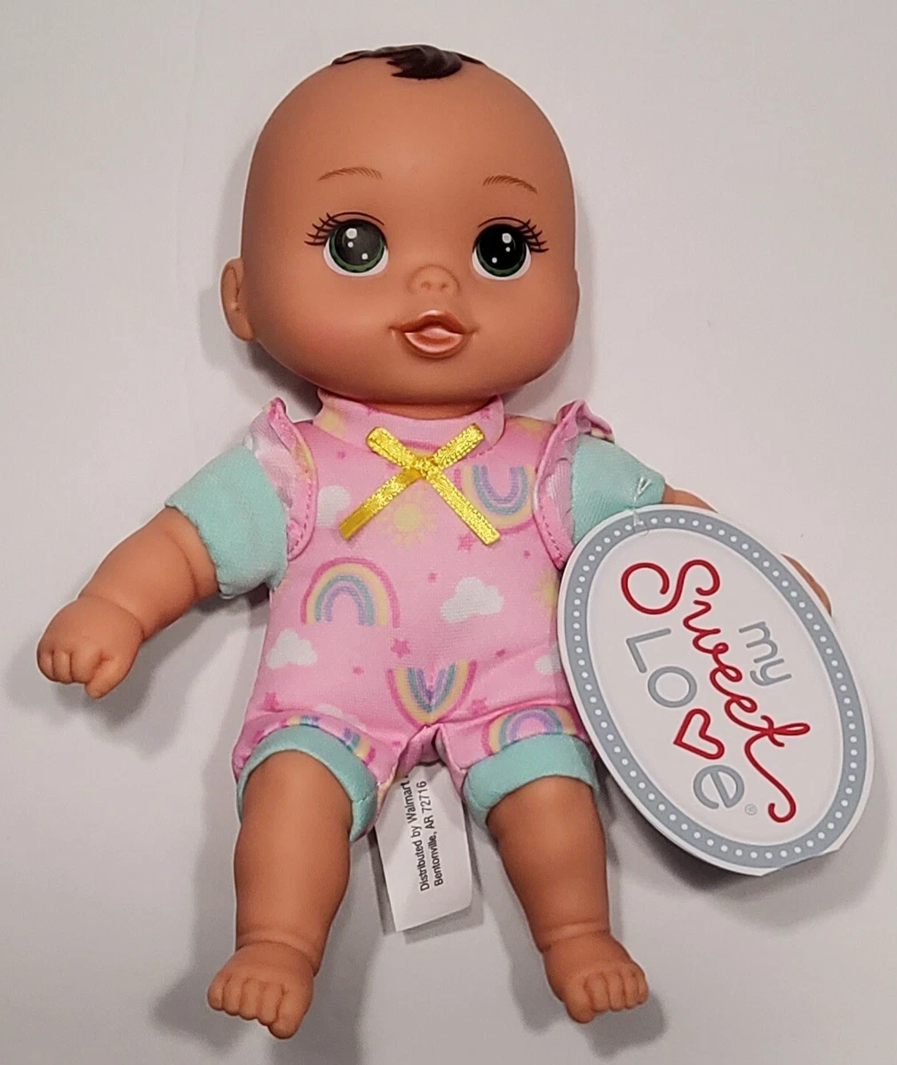 My Sweet Love 8 Mini Soft Body Cuddle Doll Brown Hair in Pink Rainbow  Outfit