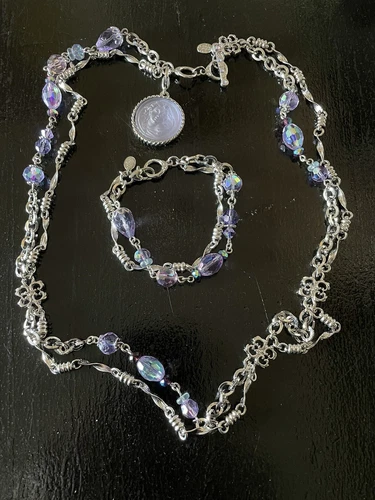 Kirks Folly,￼Love Never Dies sparkling angel detail necklace bracelet set