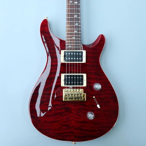 Electric Guitar, Wine Red Floral Water Ripple Finish Gold Hardware, 2