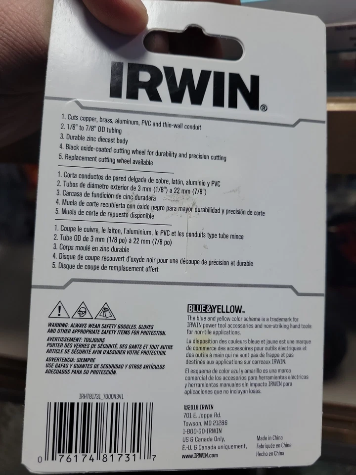 2 Packs 1/8"-7/8" Mini Tubing Cutters - Irwin IRHT81731 - Cuts up to 7/8" Pipe - Image 3 of 3