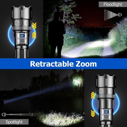 1000000LMS Zoom LED Flashlight Rechargeable Tactical Super Bright 30W Torch Lamp - Picture 3 of 12