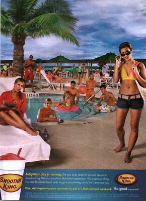 2008 Smoothie King Print Ad Art Sexy Beach Bikini Girl Pool Party Bar Decor AD
