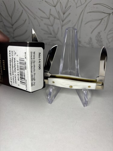 CASE XX KNIFE - WHITE SYNTHETIC SMALL STOCKMAN - 2 5/8" Closed - S/S BLADES - Picture 3 of 3