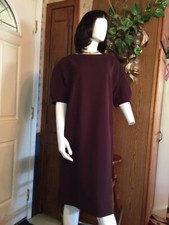 Women's Prologue round neck Maroon Brown pleated short sleeve dress size Large