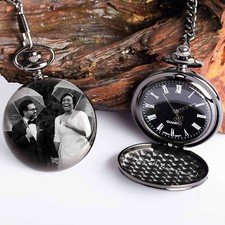 Engraved Pocket Watch with customPhoto or Text as Anniversary Personalized Gift