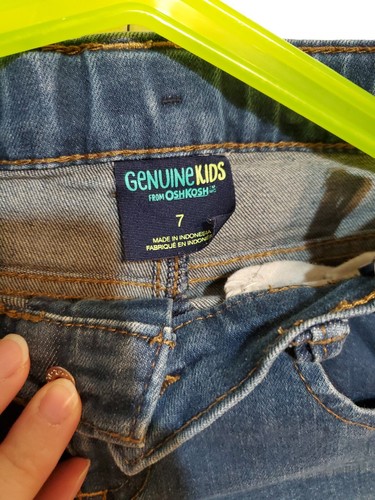 SIZE 7 OSHKOSH B'GOSH boys jeans E-Z adjust waist Denim Medium wash Snap button - Picture 3 of 8