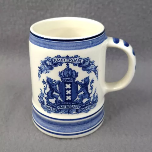 Vtg Delft Blue Coffee Beer Stein Mug Amsterdam Vastberaden 4"