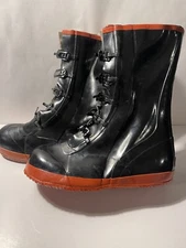 Five Buckle Rubber Boots Heavy Duty Size 13 Comfitwear  Black Red Slip On Slush