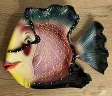 Vtg Ryan Charles Studio *Pottery Plate Anthropomorphic Fish Handmade 1983 Signed