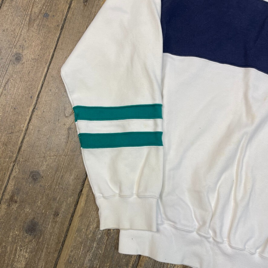Nautica Sweatshirt Mens Mock Neck Vintage Heavyweight Sailng Jumper White, Large image 6
