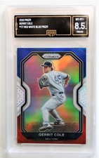 2021 PRIZM BASEBALL CARD #77  GERRIT COLE / YANKEES RED WHITE BLUE  GR8.5 NM-MT+