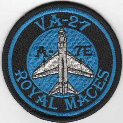 NAVY VA-27 A-7E ATTACK SQUADRON BULLET BLUE ROYAL MACES EMBROIDERED JACKET PATCH