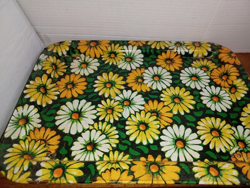 (4) Bandejas de servir cama plegable floral margarita de metal Marsh Allen 1969 17x12 - Imagen 9 de 24