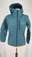 Rab Womens Infinity Microlight Teal Down Jacket Ultramarine Size Uk 8 18” Ptp