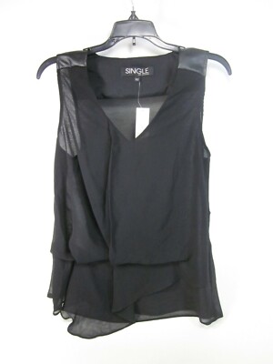 Lot of 3:SINGLE LA BY GALINA SOBOLEV WOMEN'S SHELLEY RUFFLE BLOUSE,BLACK,SIZE XS