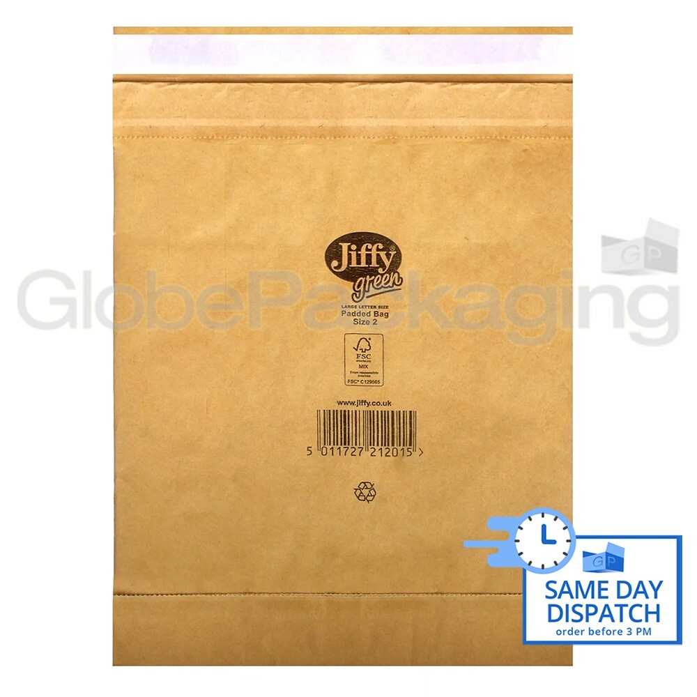 10 x PB2 JIFFY GREEN HEAVY DUTY ECO-FRIENDLY PADDED BAGS 195x280mm