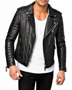 black thin leather jacket