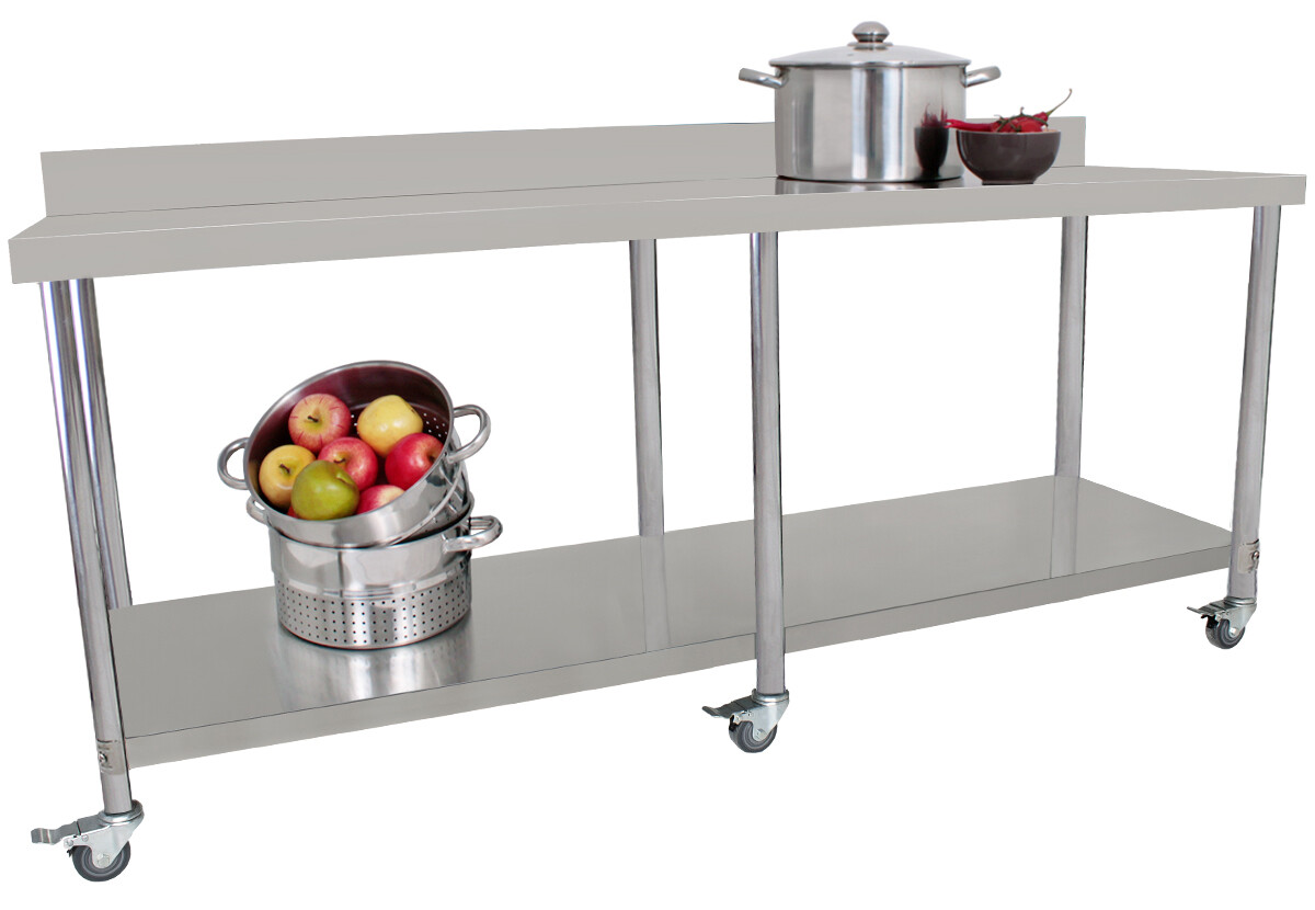 Beeketal Gastro Tisch Edelstahltisch Küchentisch Arbeitstisch auf Rollen