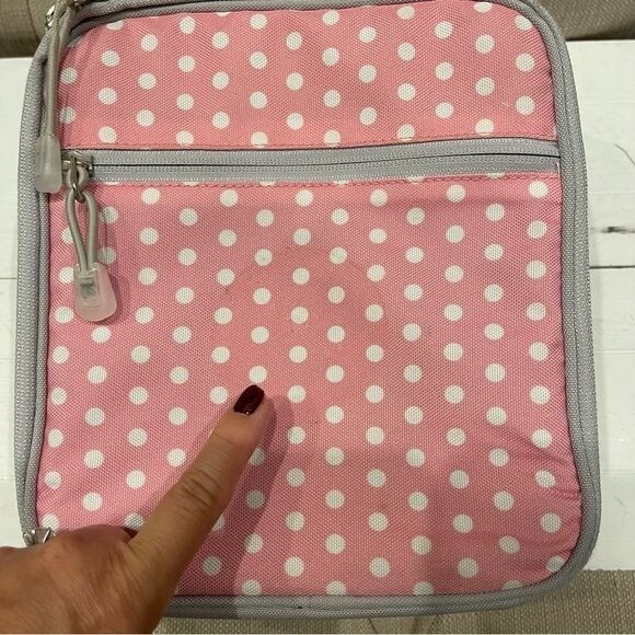 POTTERY BARN KIDS Polka Dot MACKENZIE CLASSIC LUNCH BOX PINK GRAY BAG