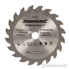 85mm Silverline TCT Mini Circular Saw Blade For Titan/Worx Saws