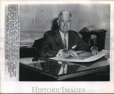 1959 Press Photo Dr. Harman Lowman checks campus dormitory drawings in Texas.